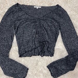 Antistar Dark Gray Long Sleeve Crop Top